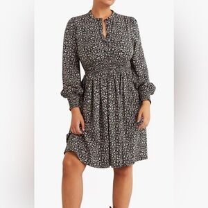 Boden Smocked Jersey Floral Print Shirt Dress, Green